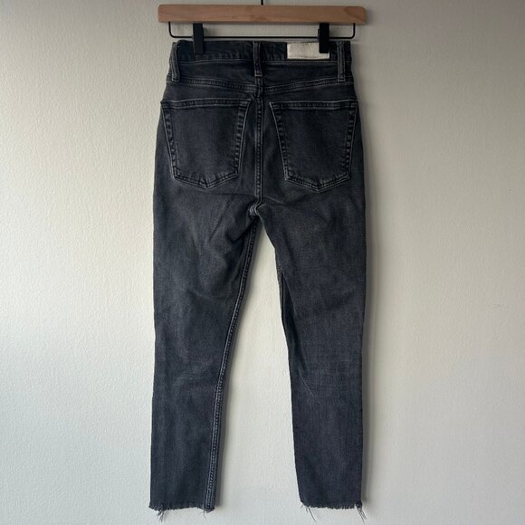 RE/DONE Originals High Rise Crop Skinny Jeans Faded Black Women's Size 25 - Picture 6 of 11